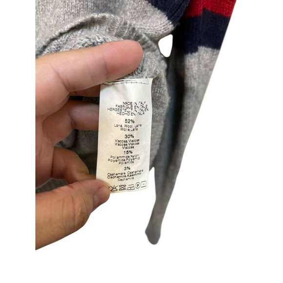 Brandy Melville Pullover Sweater Grey Blue & Red Stripe wool cashmere blend L - Picture 3 of 6